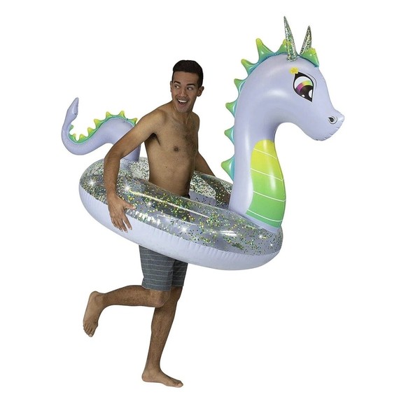Pool Candy Glitter Dragon Large Pool Tube 40" Diameter New Summer Pool Floatie - Picture 7 of 7